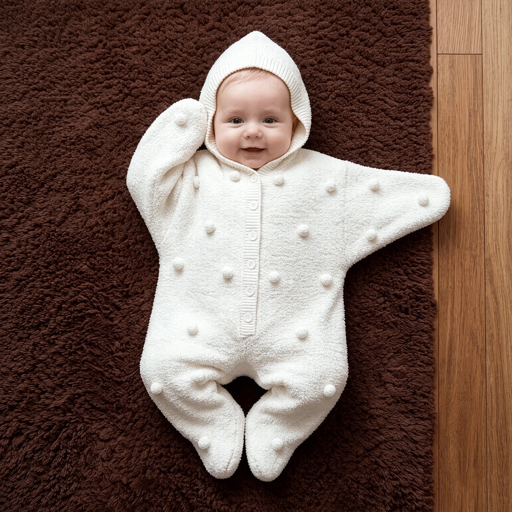 Sweet Starfish Long Sleeve Baby Hooded Knit Jumpsuit