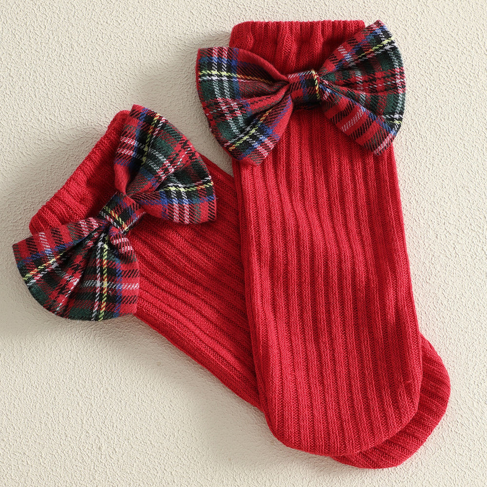 3PCS Christmas Heart Plaid Printed Long Sleeve Baby Romper