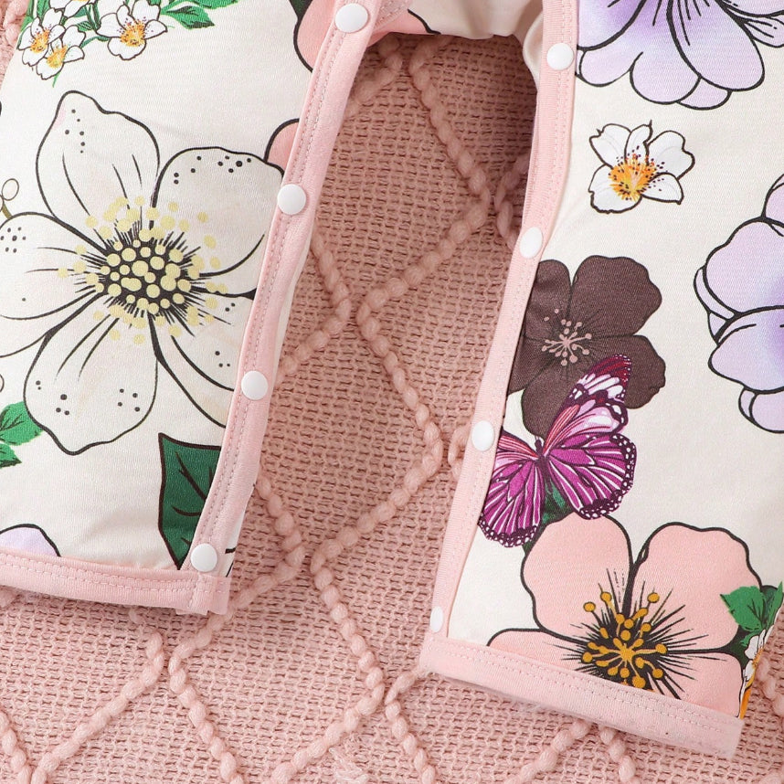 Fashion Floral Print Long Sleeve Baby Jumpsuit