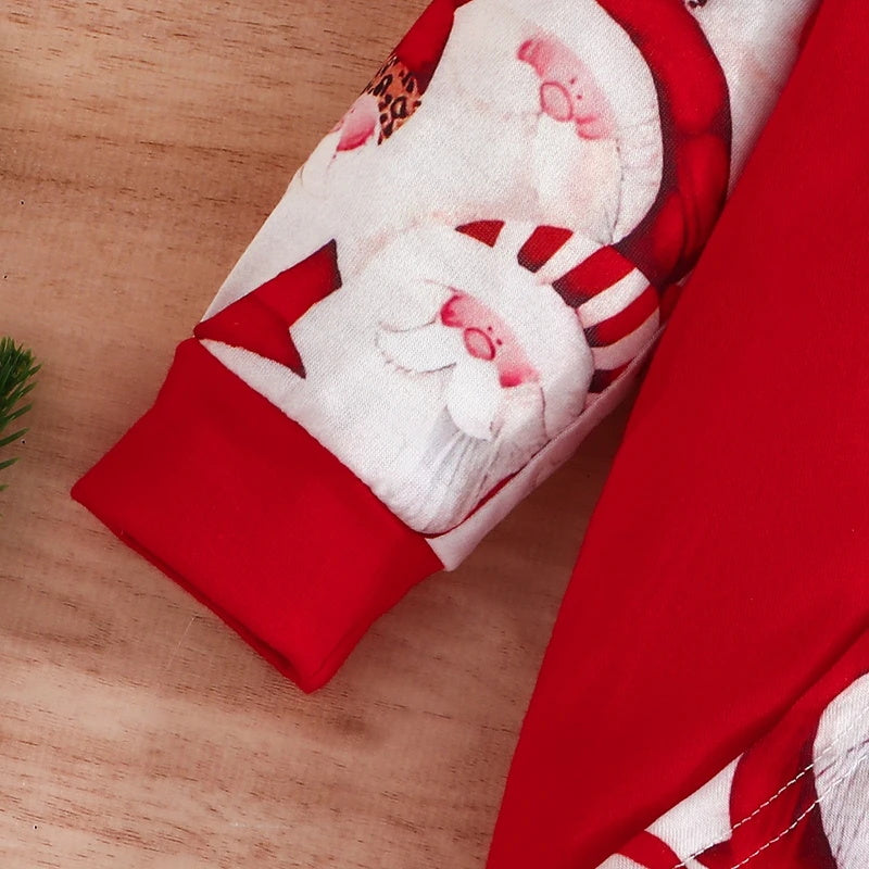 Merry Christmas Letter Santa Claus Printed Hoodie Baby Jumpsuit