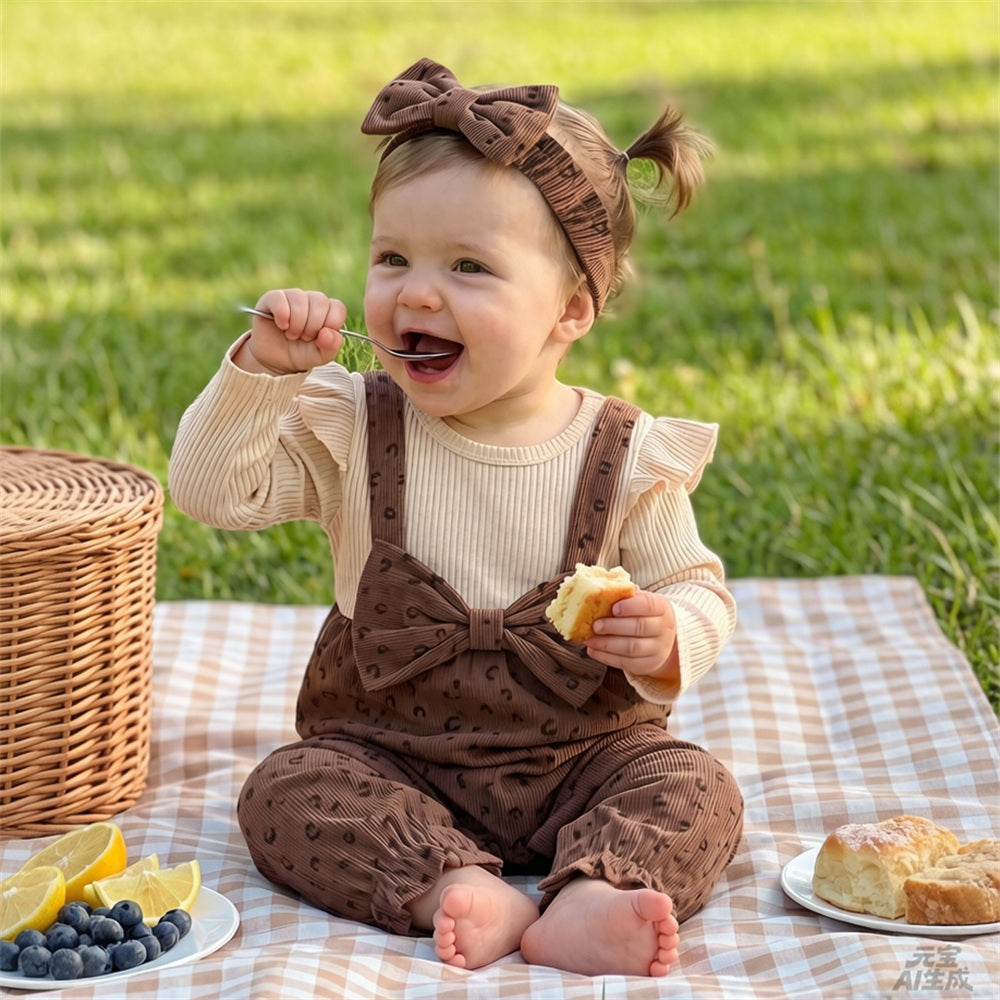 2PCS Classy Leopard Print Baby Girl Jumpsuit