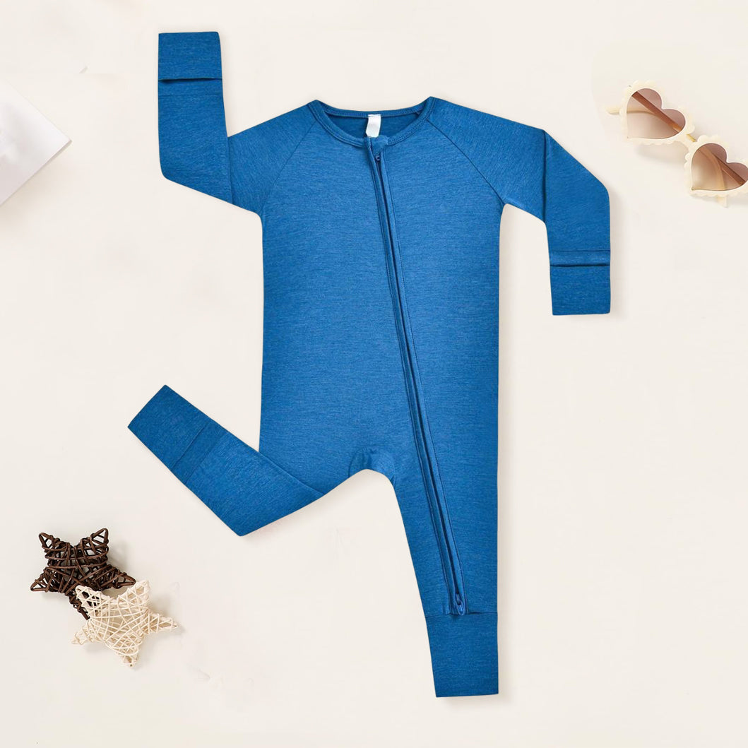 Classic Solid Color Zipper Bamboo Viscose Baby Jumpsuit