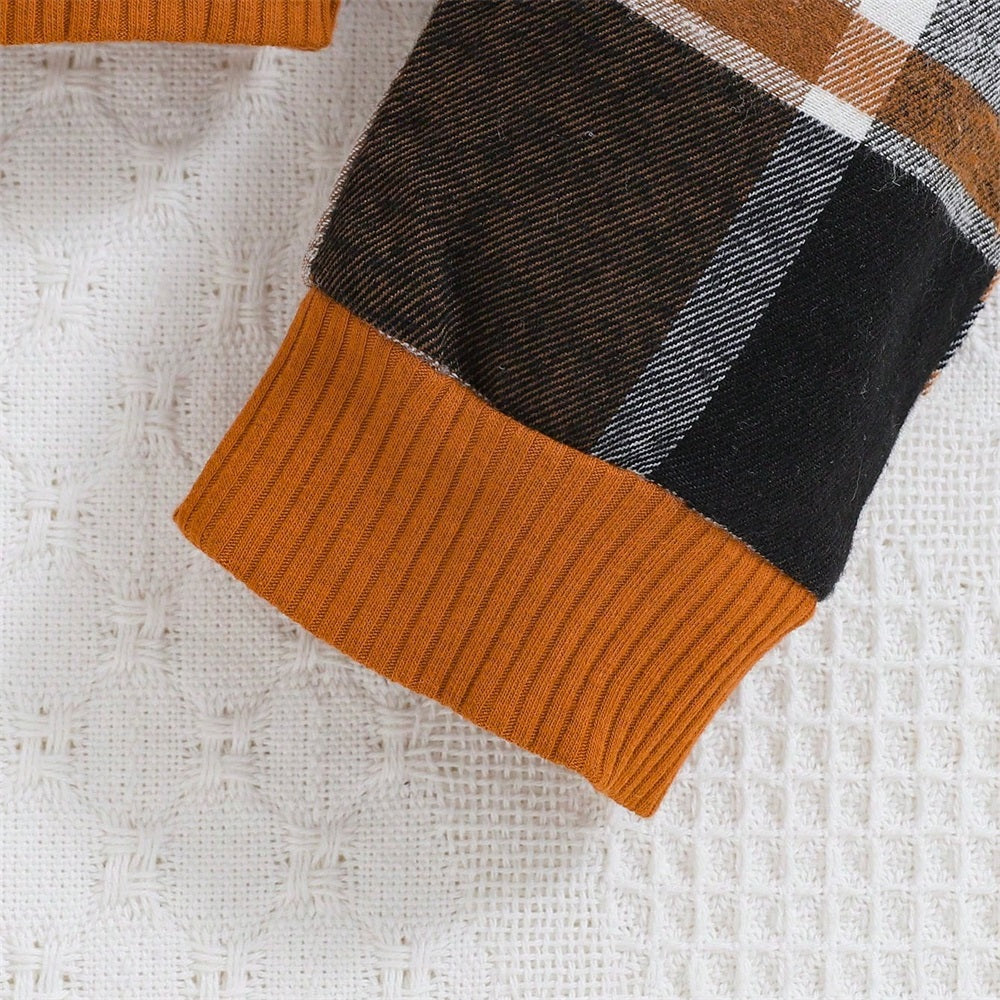 4PCS Fashion Plaid Print Long Sleeve Baby Set