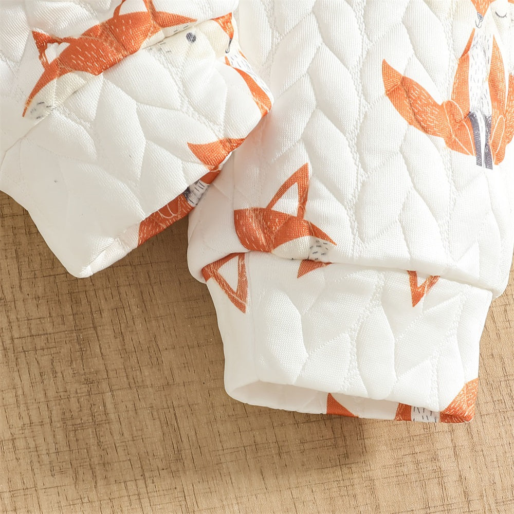 2PCS Cozy Fox Print Long Sleeve Hooded Baby Set