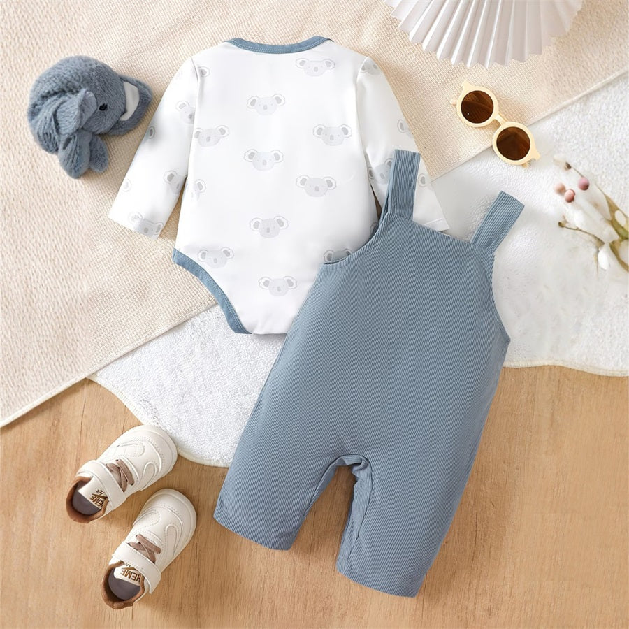2PCS Cute Koala Printed Long Sleeve Baby Set