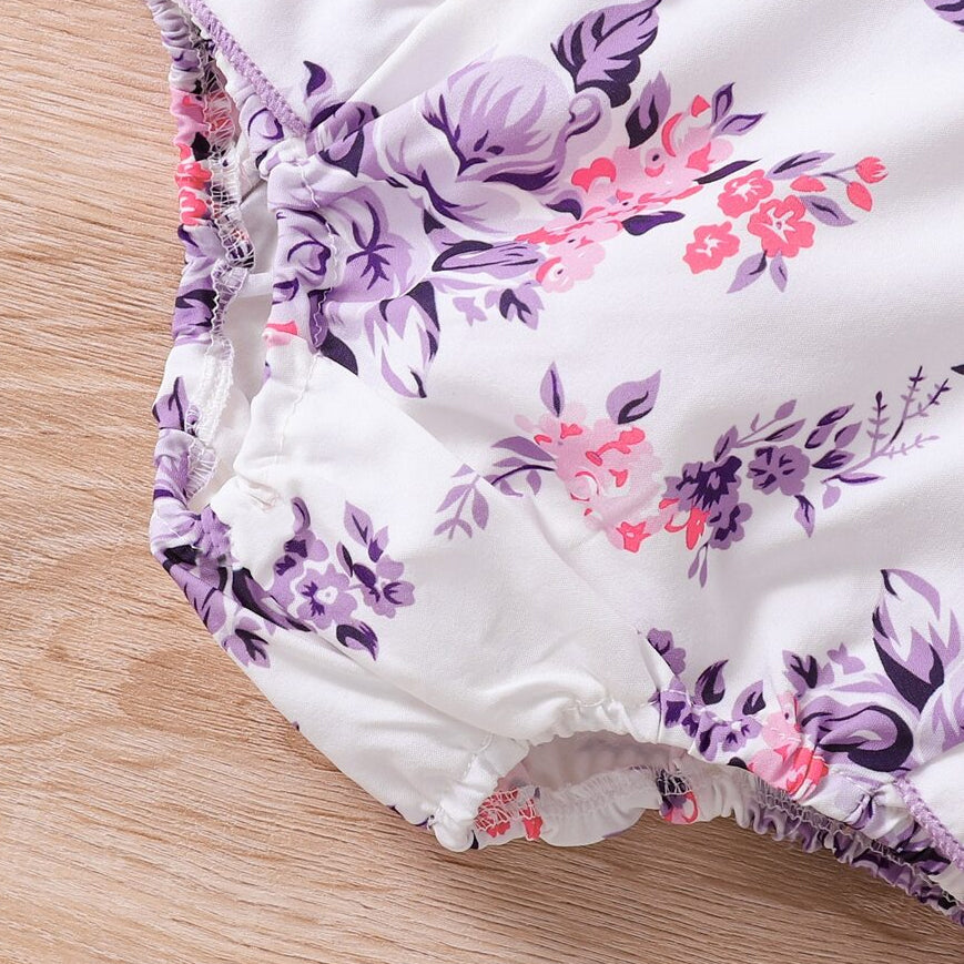 2PCS Mommy's Little Princess Letter Floral Print Baby Romper