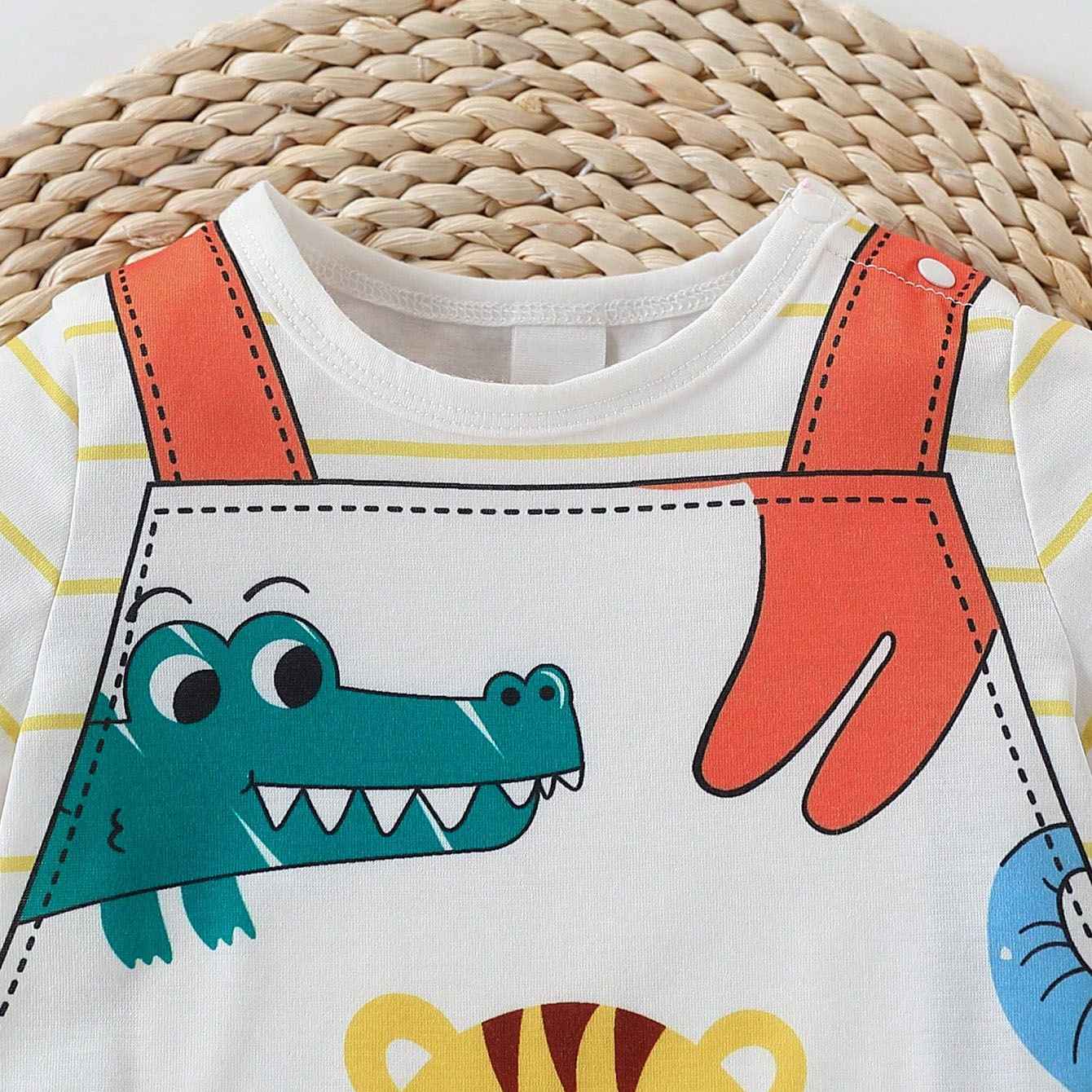 Casual Animal Print Short Sleeve Baby Jumpsuit