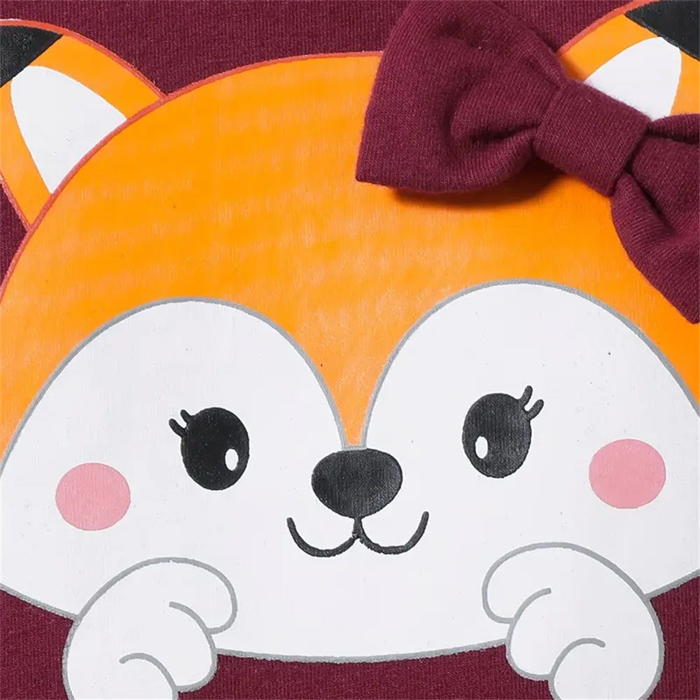 3PCS Cute Fox Printed Long Sleeve Baby Set