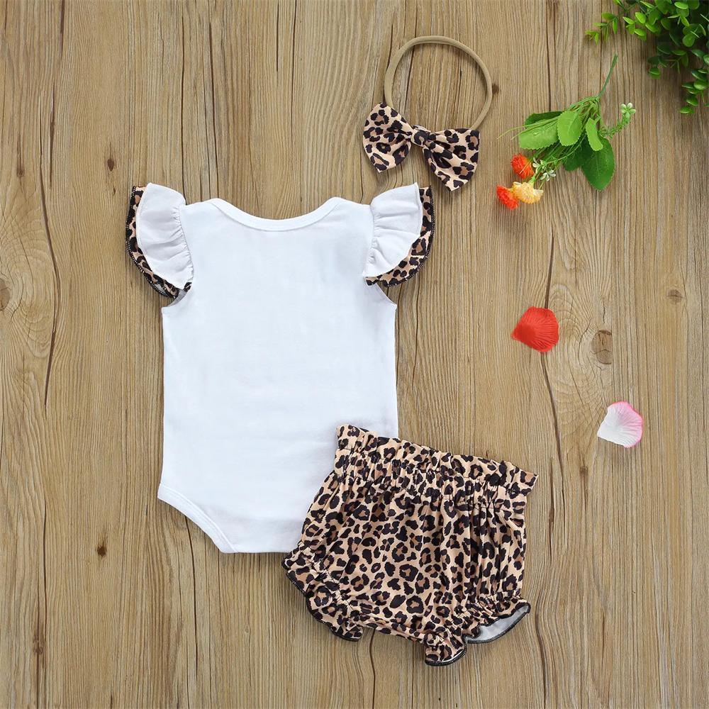 3PCS Chic Mama's Sunshine Letter Leopard Print Baby Set