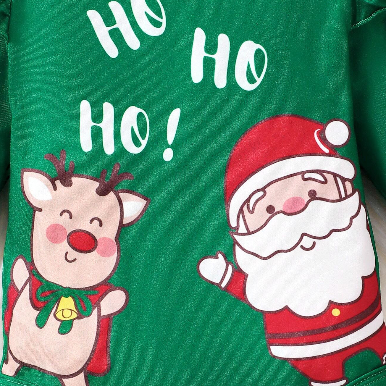 4PCS Ho Letter Christmas Elk and Santa Claus Printed Baby Set