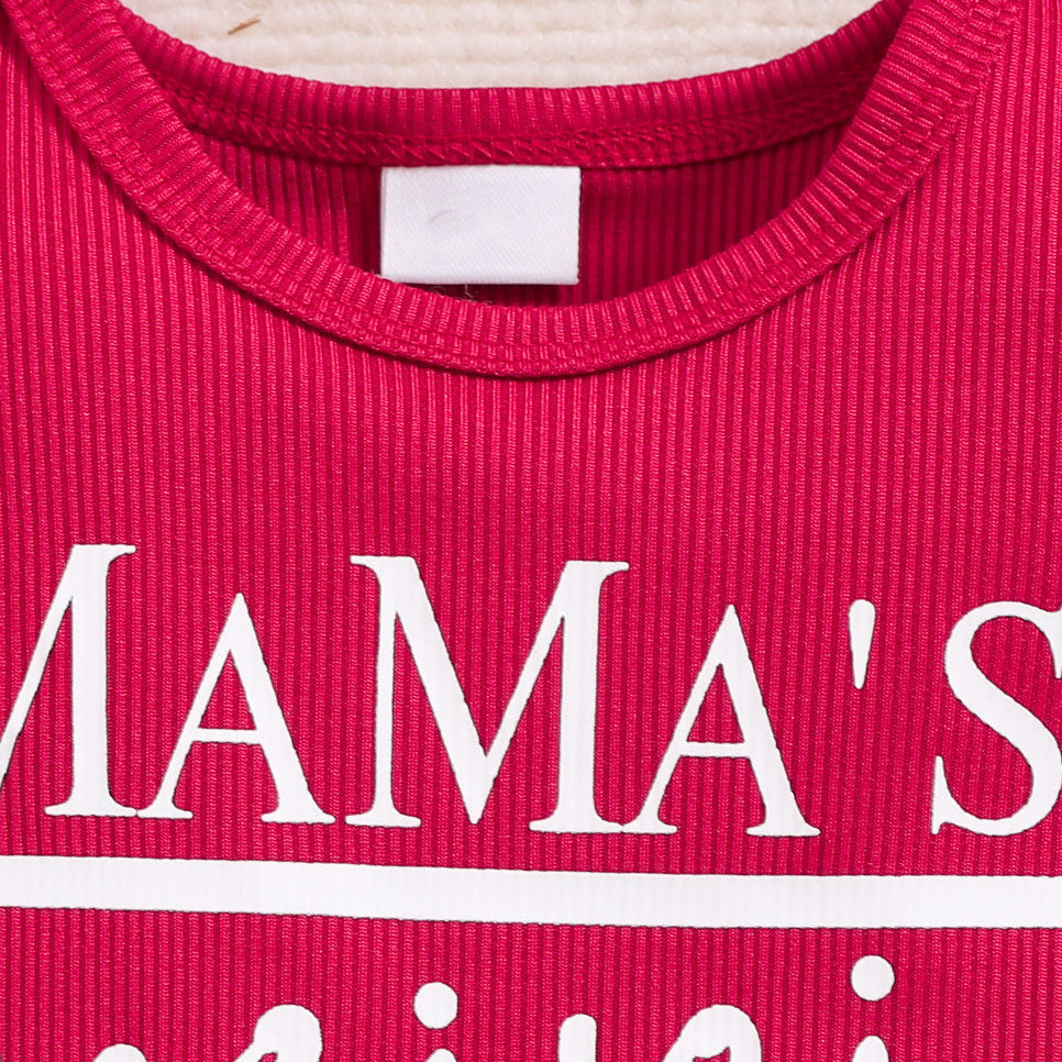 3PCS Mama's Mini Letter Floral Print Flutter Sleeve Baby Set