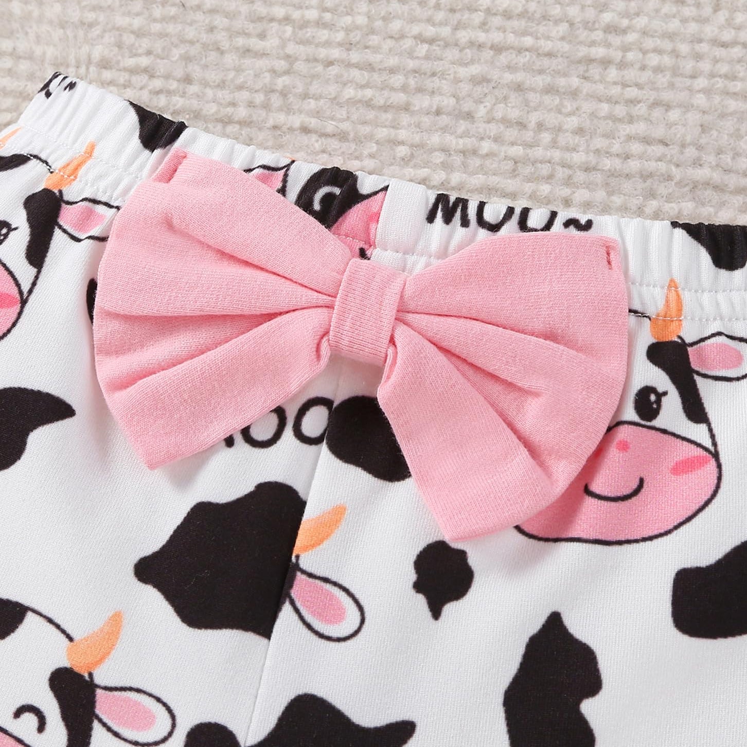 3PCS Cute Cow Printed Long Sleeve Baby Girl Set