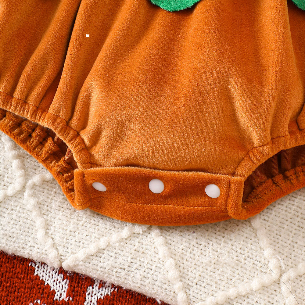 Lovely Christmas Gingerbread Decor Velvet Short Sleeve Baby Romper
