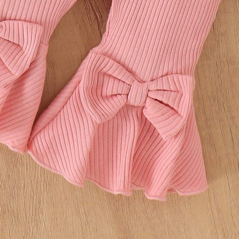 3PCS Chic Bow & Floral Print Short Sleeve Baby Girl Set