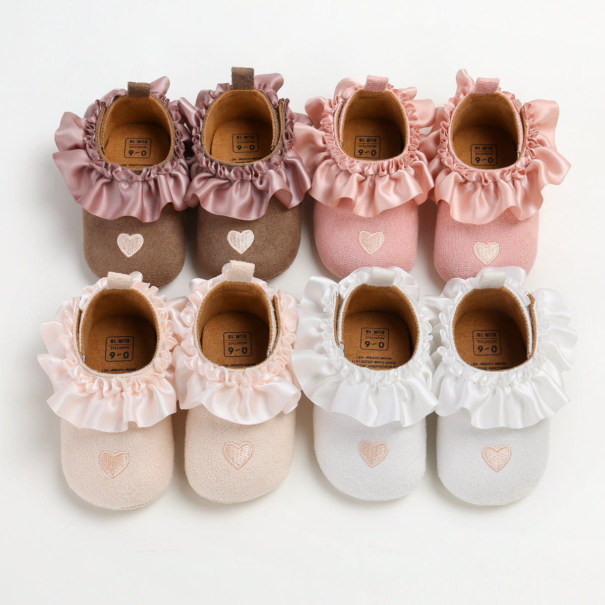 Heart Embroidery Anti Slip Soft Girls Baby Shoes