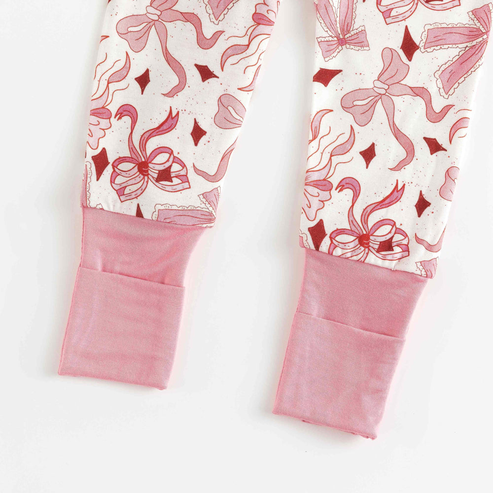 Delightful Bow Print Long Sleeve Zipper Baby Jumpsuit