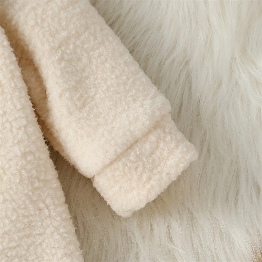 Comfy Solid Color Fleece Long Sleeve Baby Hooded Jumpsuit