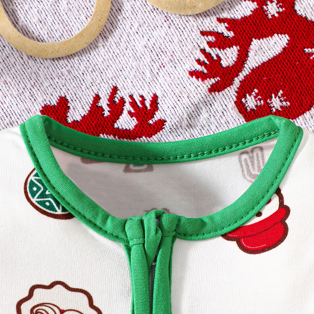Christmas All-Over Holiday Print Long Sleeve Zipper Baby Jumpsuit