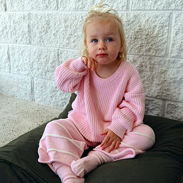 2PCS Comfy Solid Color Newborn Long Sleeve Knit Baby Top