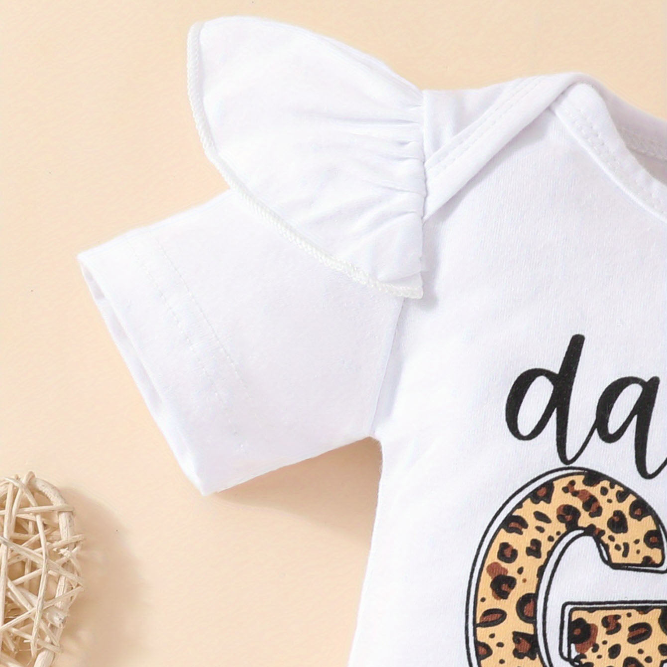 3PCS Daddy's Girl Letter Leopard Printed Short Sleeve Baby Set
