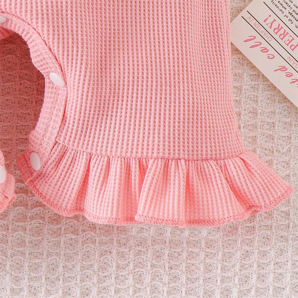 2PCS Lis Sister Letter Floral Appliqué Short Sleeve Baby Jumpsuit