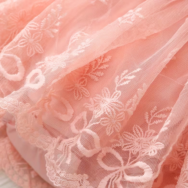 2PCS 3D Bow Print Long Sleeve Lace Baby Romper