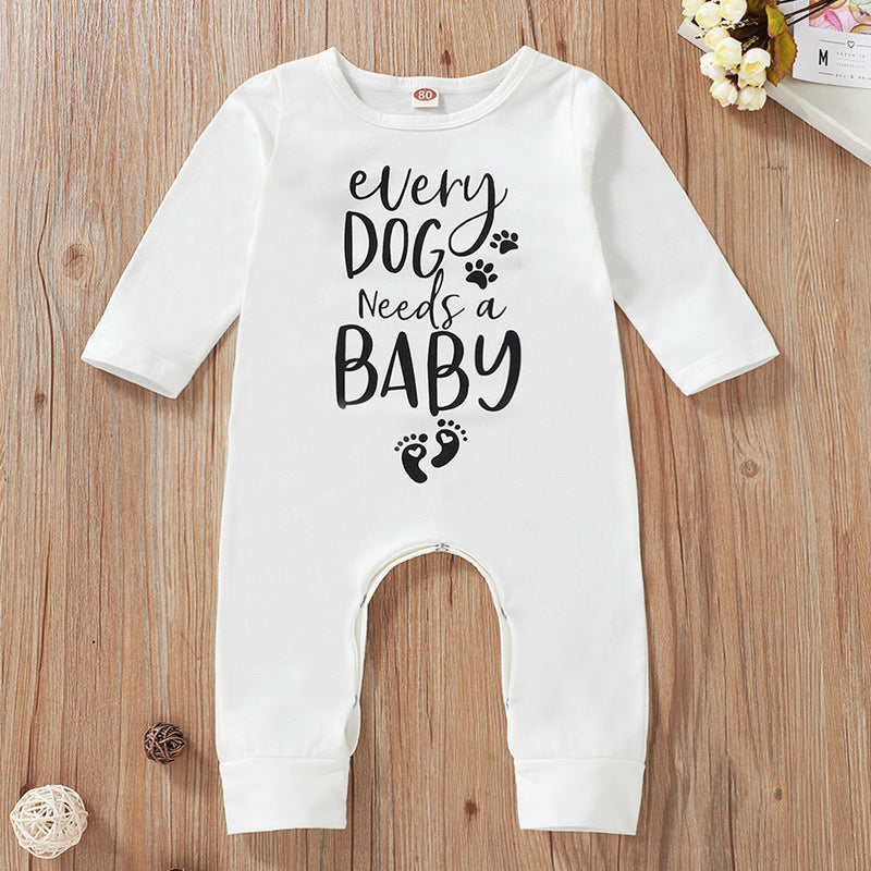 Monos para bebé con estampado de letras Puppy Paws