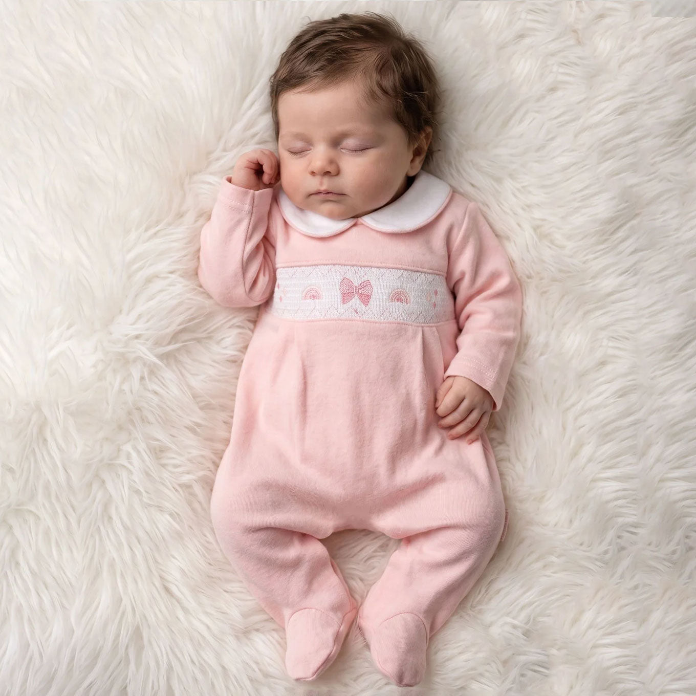 Lovely Bow Embroidery Long Sleeve Velvet Baby Jumpsuit
