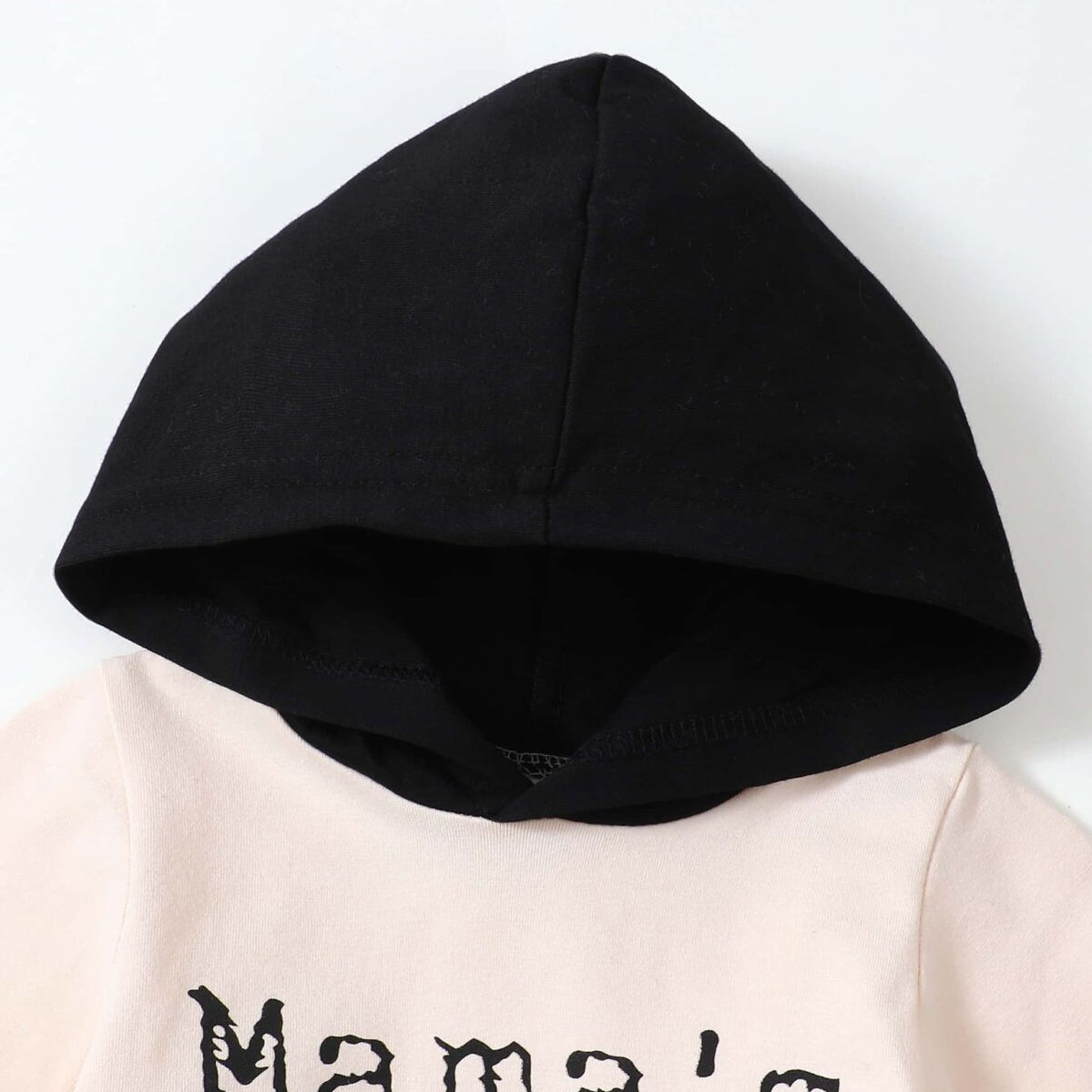 2PCS Mama's Boy Letter Plaid Printed Hoodie Baby Set