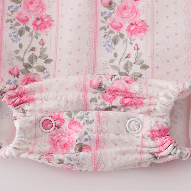 Playful Floral Printed Long Sleeve Baby Girl Romper