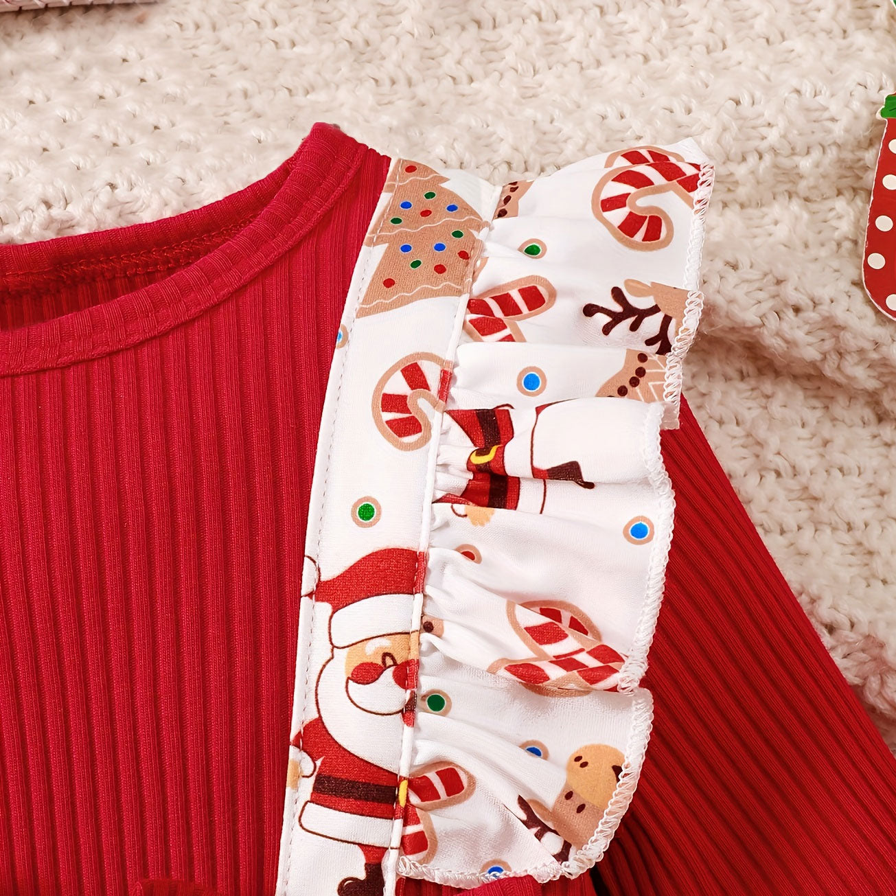 2PCS Cute Santa Claus Christmas Elements Printed Baby Jumpsuit