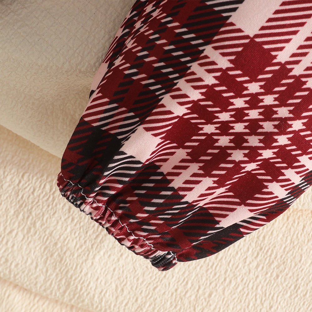 3PCS Endearing Plaid Print Christmas Long Sleeve Baby Girl Set