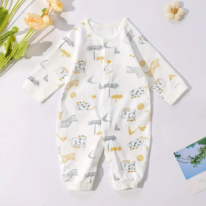 Cotton Cow Graffiti Printed Long Sleeve Baby Jumpsuit