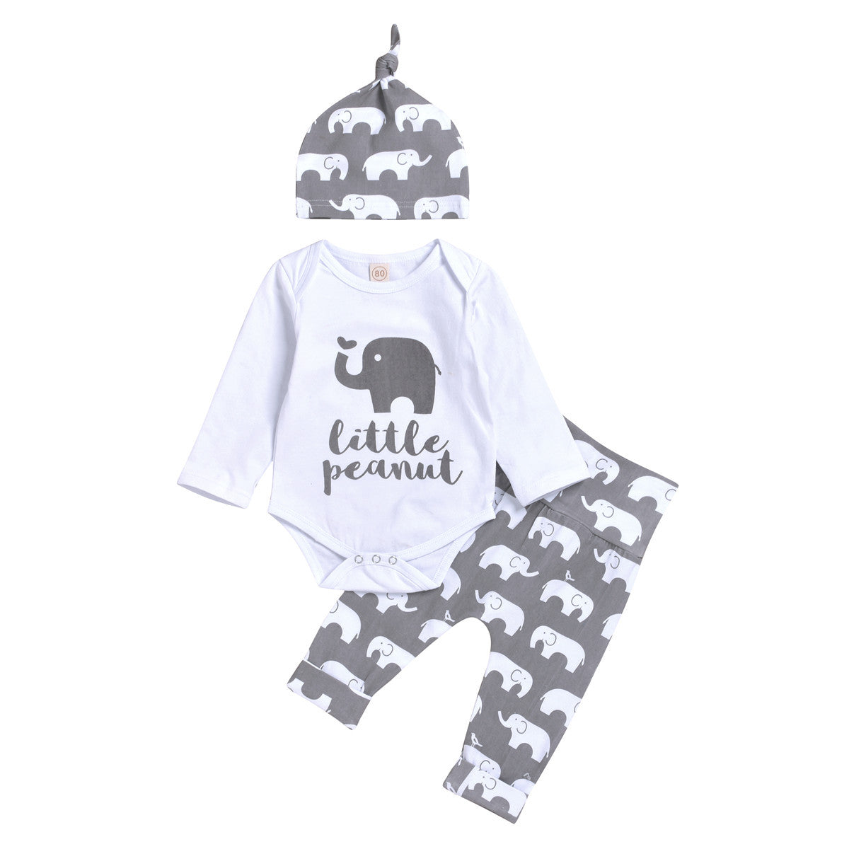 3PCS Little Elephant Printed Baby Set