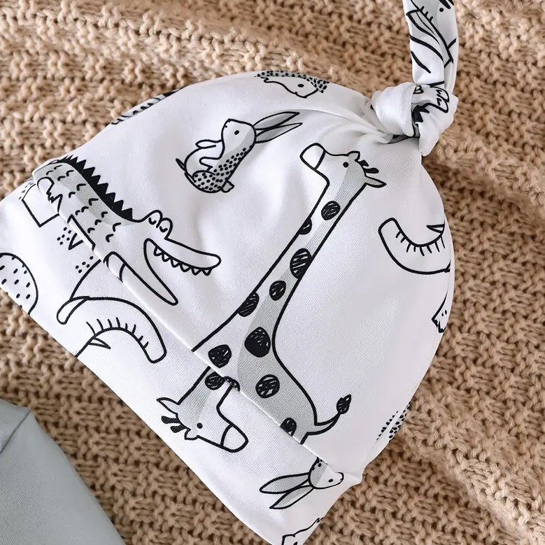 3PCS Cute Cartoon Elephant Letter Print Baby Set