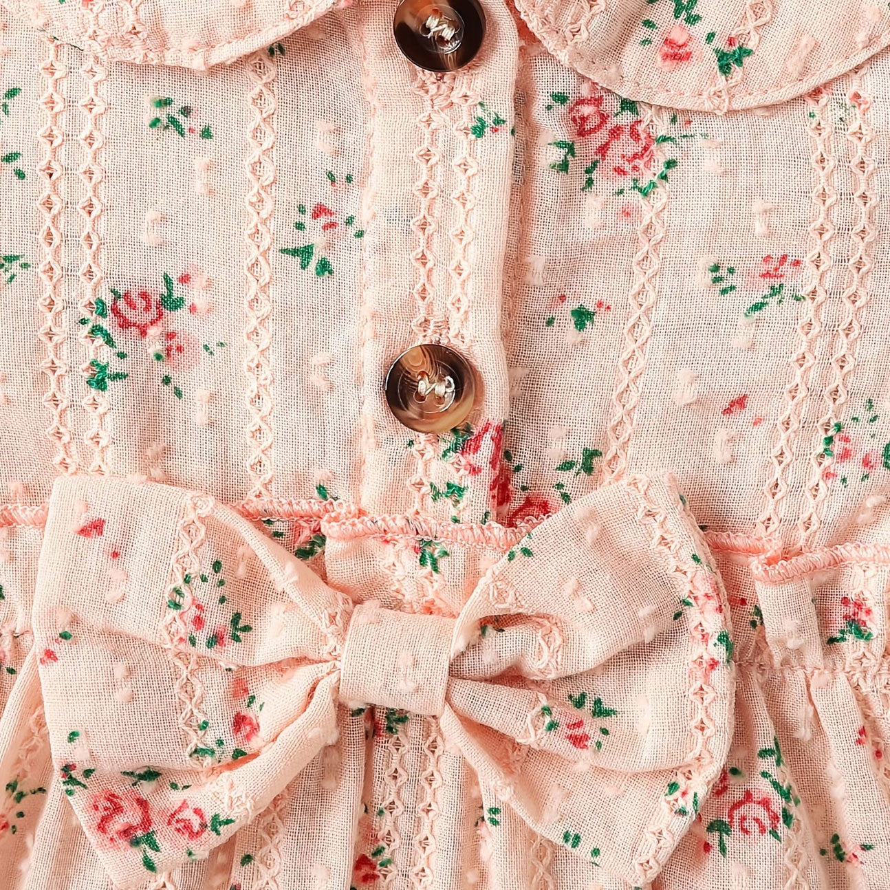 2PCS Exquisite Allover Floral Printed Long Sleeve Baby Jumpsuit
