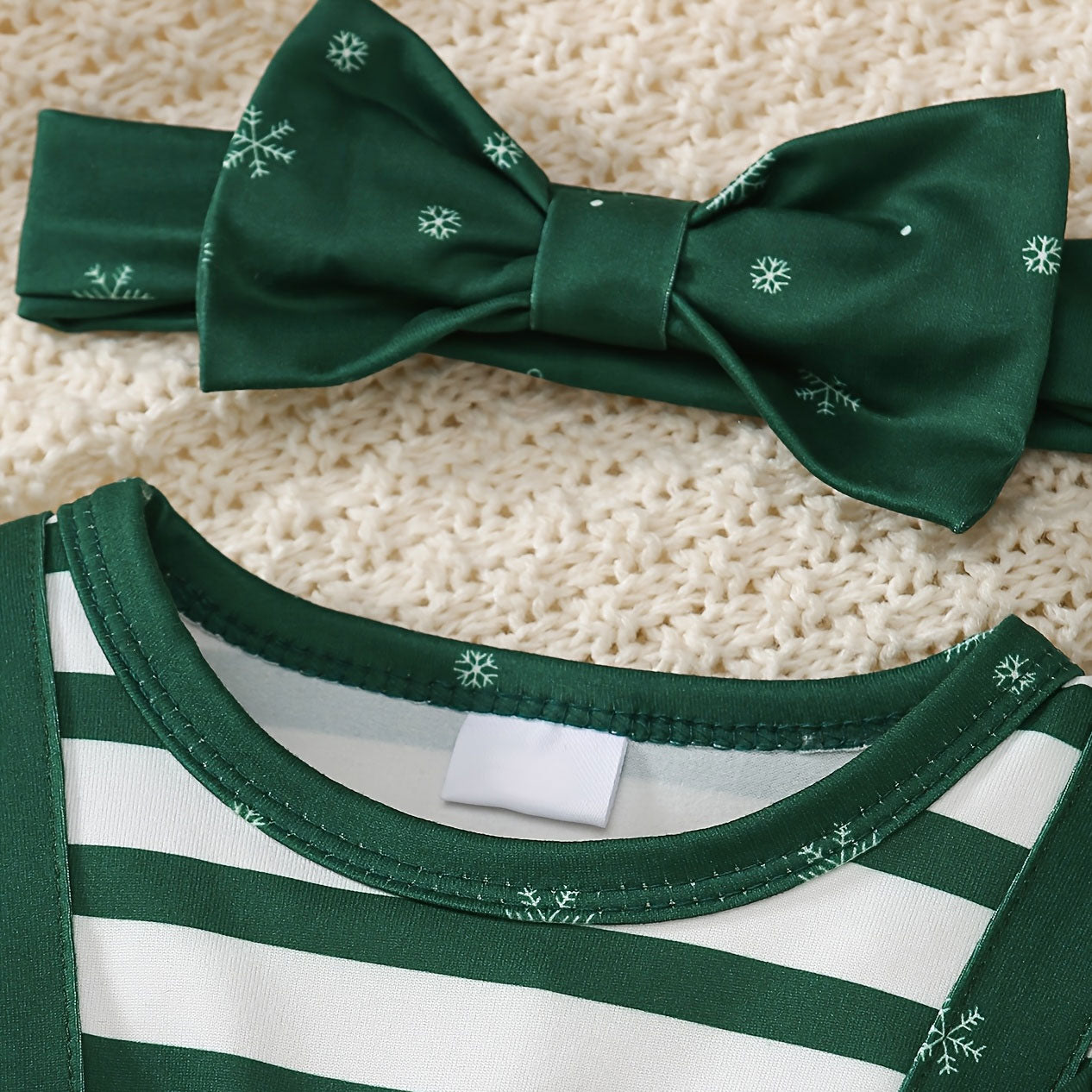 2PCS Christmas Tree Elk Stripe Printed Long Sleeve Baby Romper