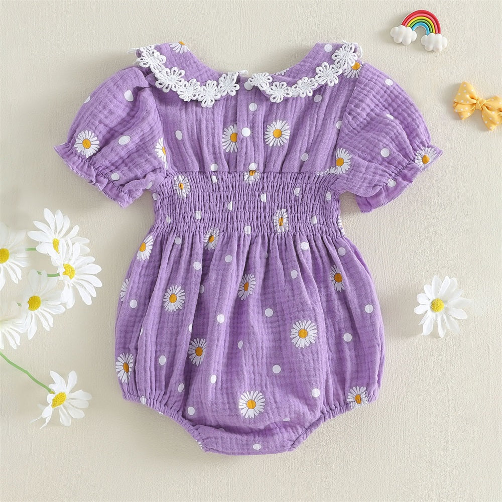 Comfy Daisy Printed Short Sleeve Baby Romper