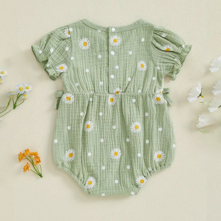 Summer Daisies Printed Short Sleeve Baby Romper