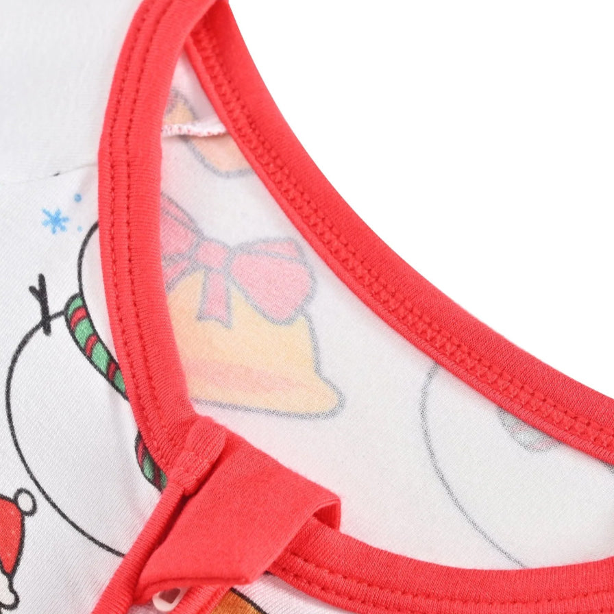 2PCS Christmas Santa Claus Printed Bamboo Viscose Baby Jumpsuit