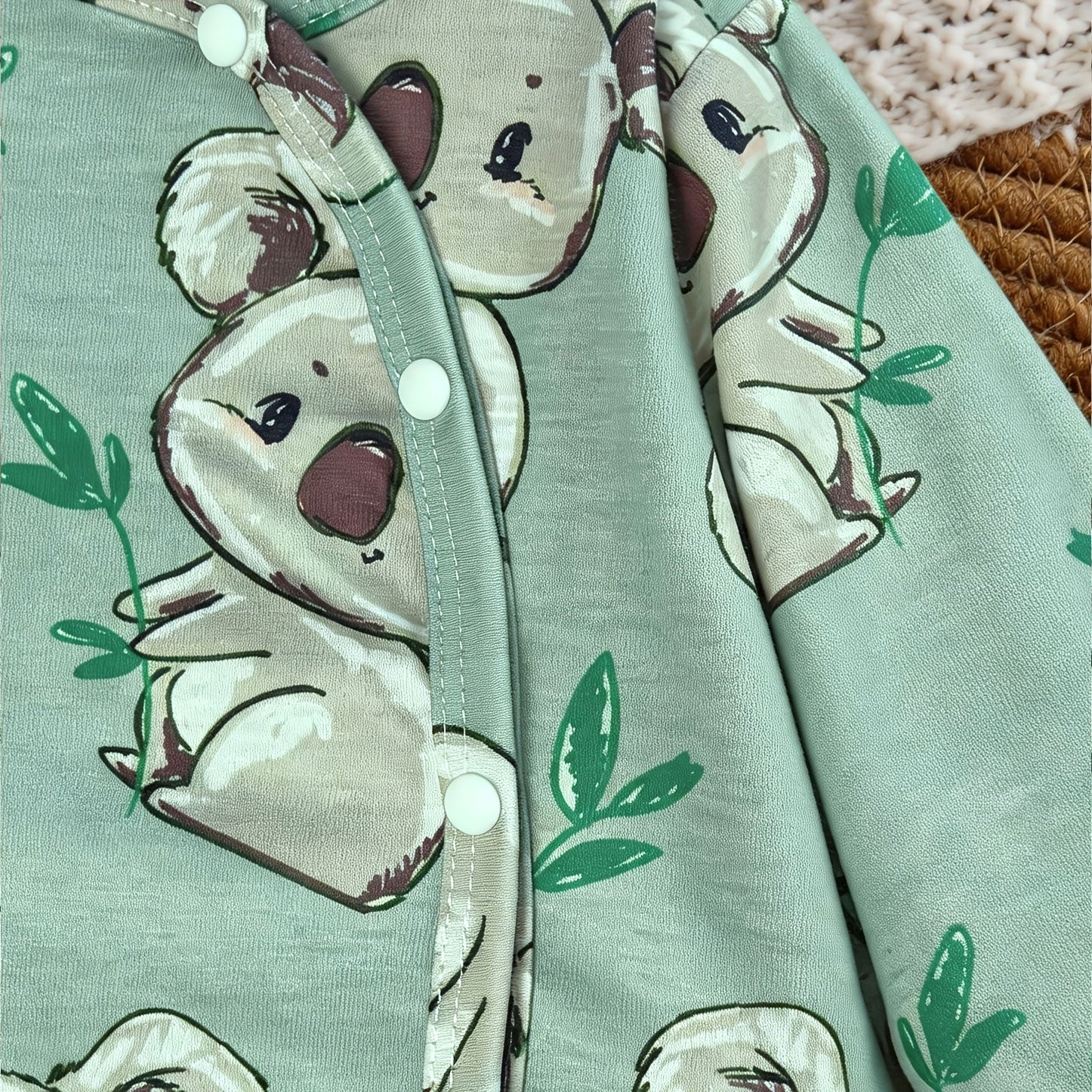 2PCS Casual Cute Koala Printed Long Sleeve Baby Jumpsuit