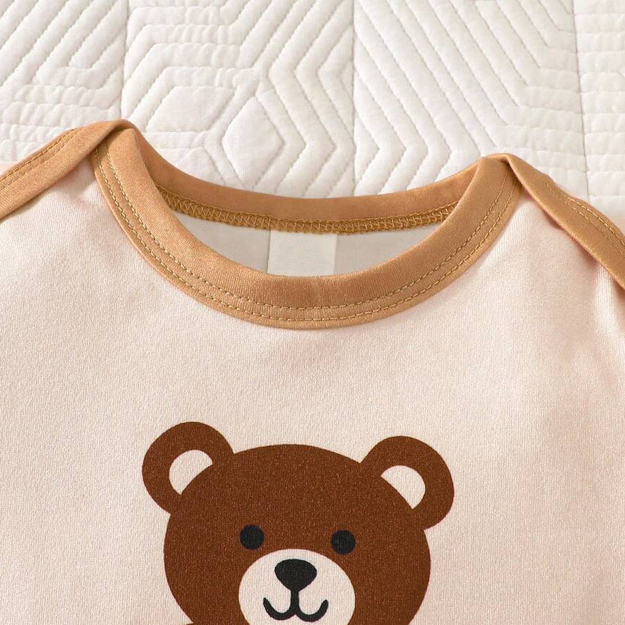 3PCS Cozy All-Over Bear Print Short Sleeve Baby Set