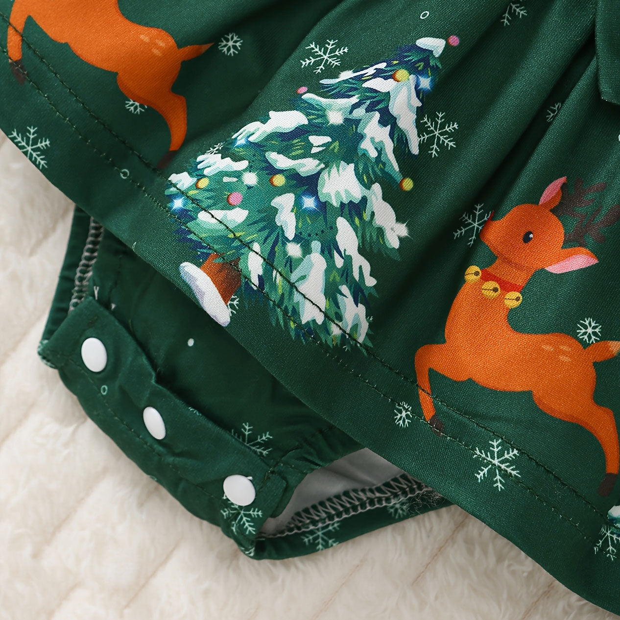 2PCS Christmas Tree Elk Stripe Printed Long Sleeve Baby Romper