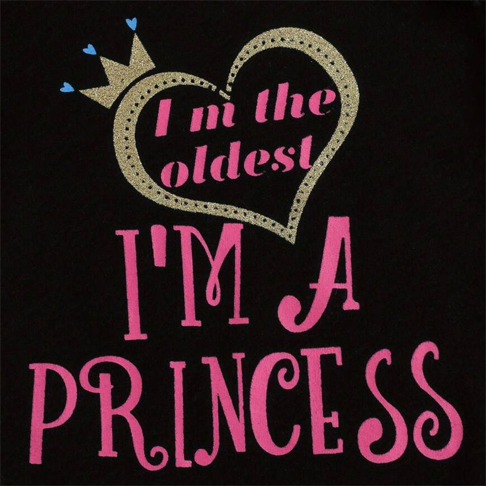 3PCS I'm A Princess Letter Floral Printed Short Sleeve Baby Set