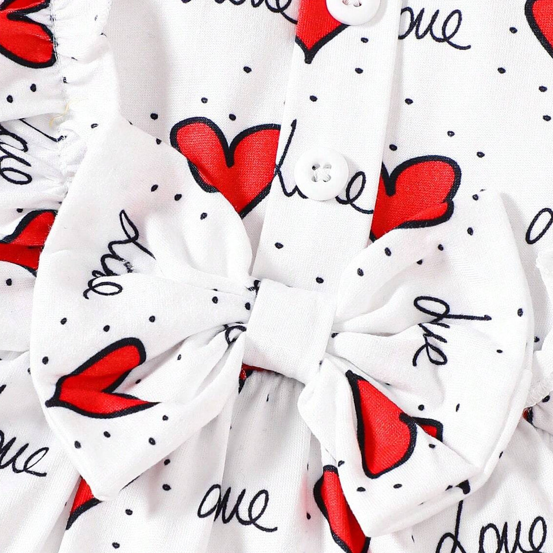 2PCS Heart and Letter Printed Long Sleeve Baby Jumpsuit