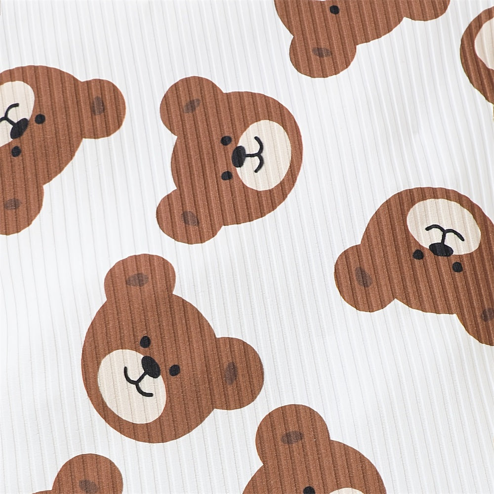 Summer Cute Bear Printed Short Sleeve Baby Set