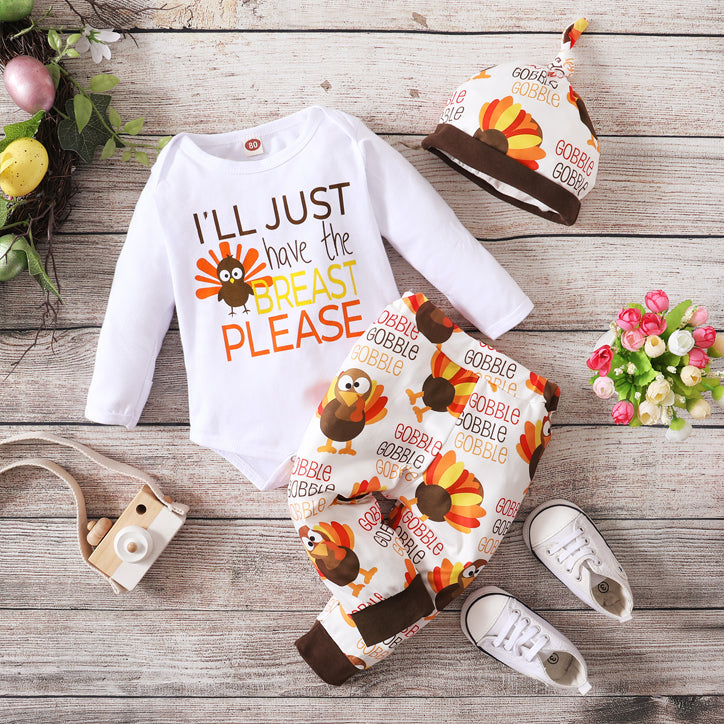 3PCS I'll Just Have The Breast Please Funny Baby Set