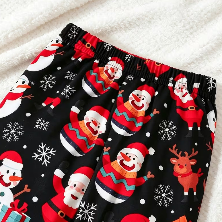 2PCS My 1st Christmas Letter Santa Snowman Printed Baby Girl Set