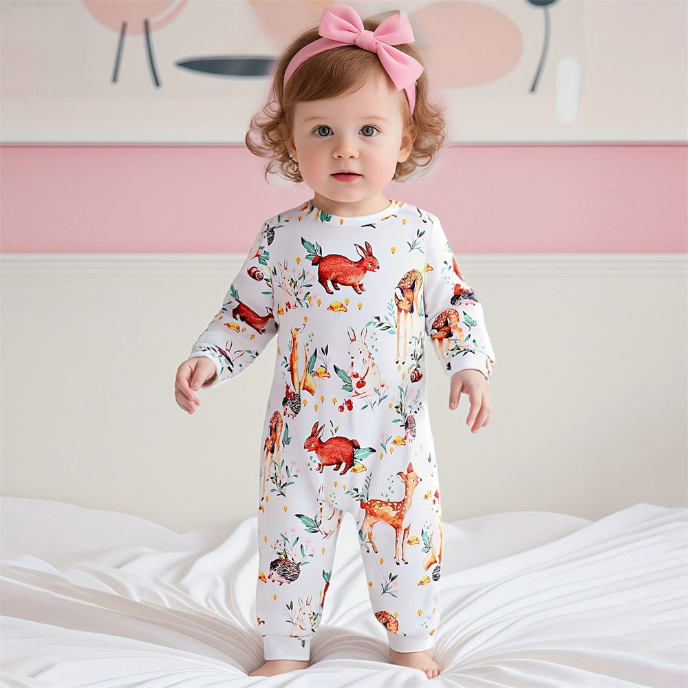 Cute Animal Print Long Sleeve Baby Jumpsuit