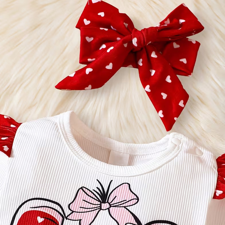 3PCS Grace Elephant Heart Print Baby Set